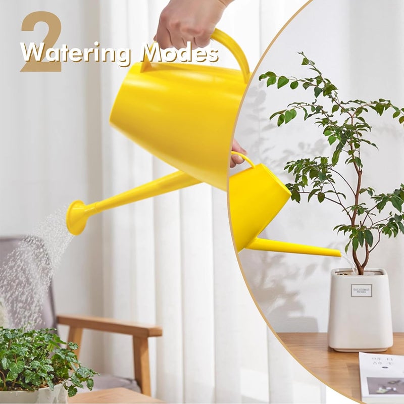 Etarewilt Watering Can for Indoor Outdoor Plants, Modern Small Watering Cans with Removable Nozzle, Long Spout Watering Can for Indoor Bonsai Plants Garden Flowers 1/2 Gallon 1.8L 60OZ (Yellow) - Image 2